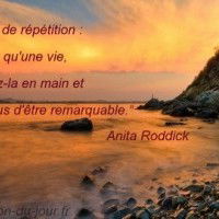 Il n'y a pas de répétition, vous n'avez qu'une seule vie, donc prenez là en main et efforcez vous d'être remarquable.