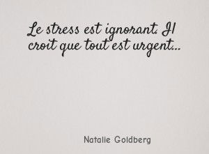 Le stress est ignorant. Il croit que tout est urgent