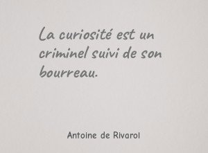 La curiosité est un criminel suivi de son bourreau.