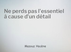Ne perds pas l'essentiel à cause d'un détail