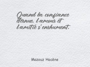 Quand la confiance éternue, l'amour et l'amitié s'enrhument.