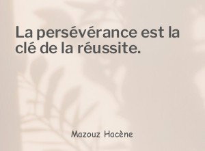 La persévérance est la clé de la réussite.