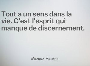 Tout a un sens dans la vie. C'est l'esprit qui