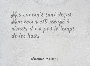 Mes ennemis sont déçus. Mon coeur est occupé à aimer,