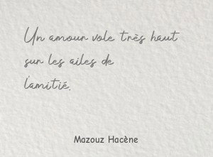 Un amour vole très haut sur les ailes de l'amitié.