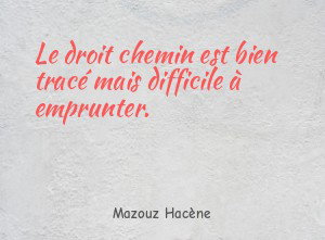 Le droit chemin est bien tracé mais difficile à emprunter.