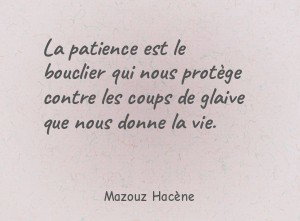 La patience est le bouclier qui nous protège contre les