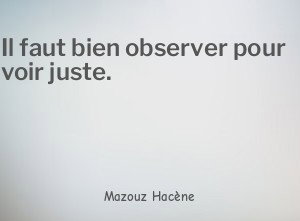 Il faut bien observer pour voir juste.