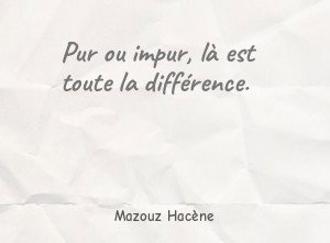 Pur ou impur, là est toute la différence.