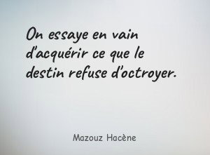 On essaye en vain d'acquérir ce que le destin refuse