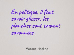 En politique, il faut savoir glisser, les planches sont souvent