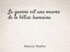 La guerre est une oeuvre de la bêtise humaine.