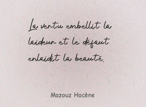 La vertu embellit la laideur et le défaut enlaidit la
