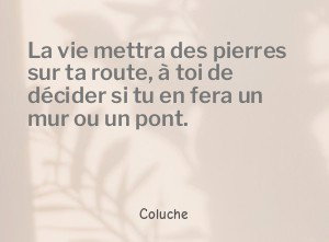 La vie mettra des pierres sur ta route, à toi