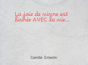 La joie de vivre est livrée AVEC la vie...